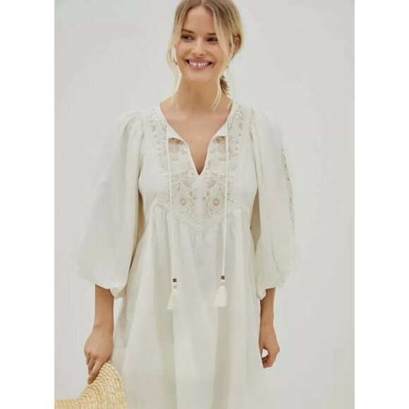 New Anthropologie Viveka Embroidered Lace Floral Ivory Mini Dress NWT Size XS - Picture 4 of 17